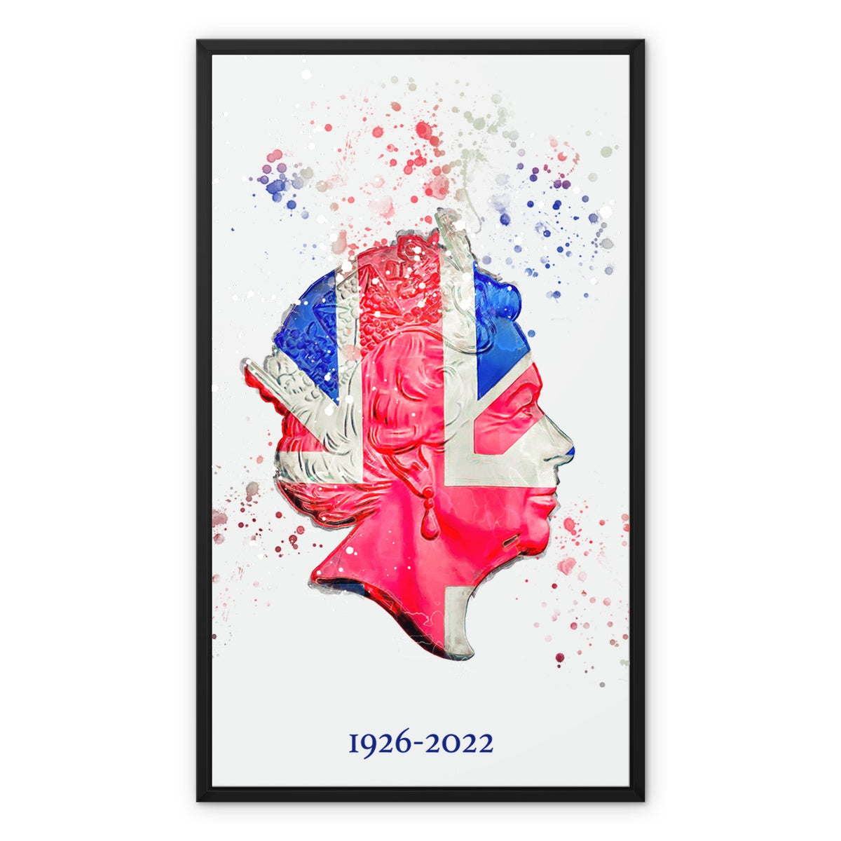 Queen Elizabeth II Commemorative Splatter Artwork Framed Canvas - Image 3