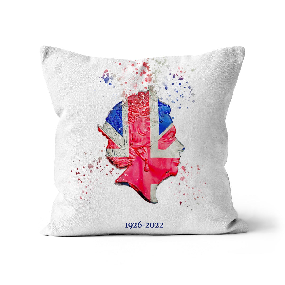Queen Elizabeth II Commemorative Splatter Artwork Cushion - Image 13