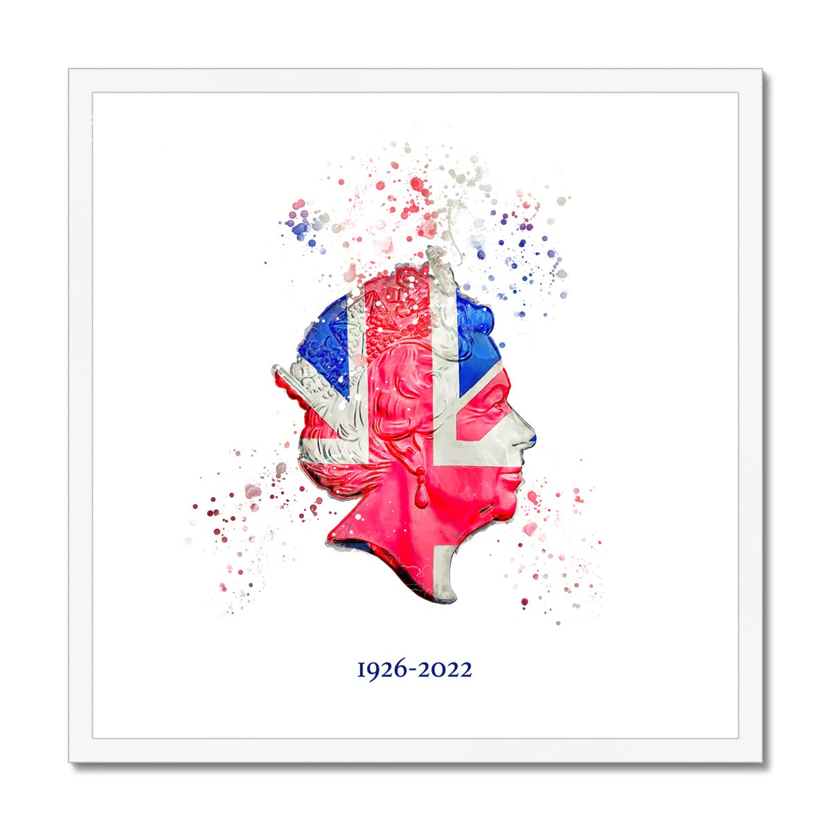 Queen Elizabeth II Commemorative Splatter Artwork Framed Print - Image 5