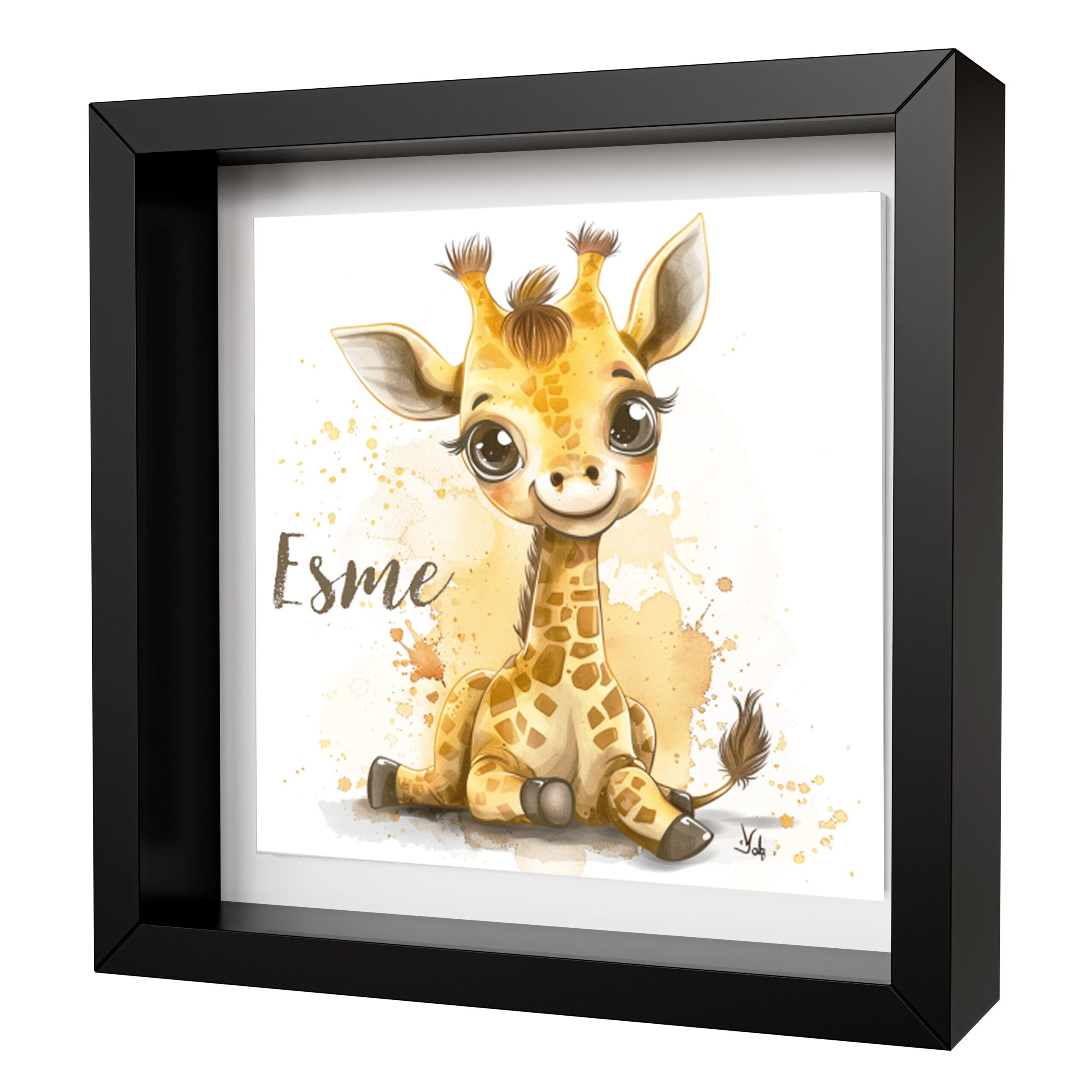 Personalised Baby Giraffe Artwork - Framed CERAMIC TILE Print - Image 3