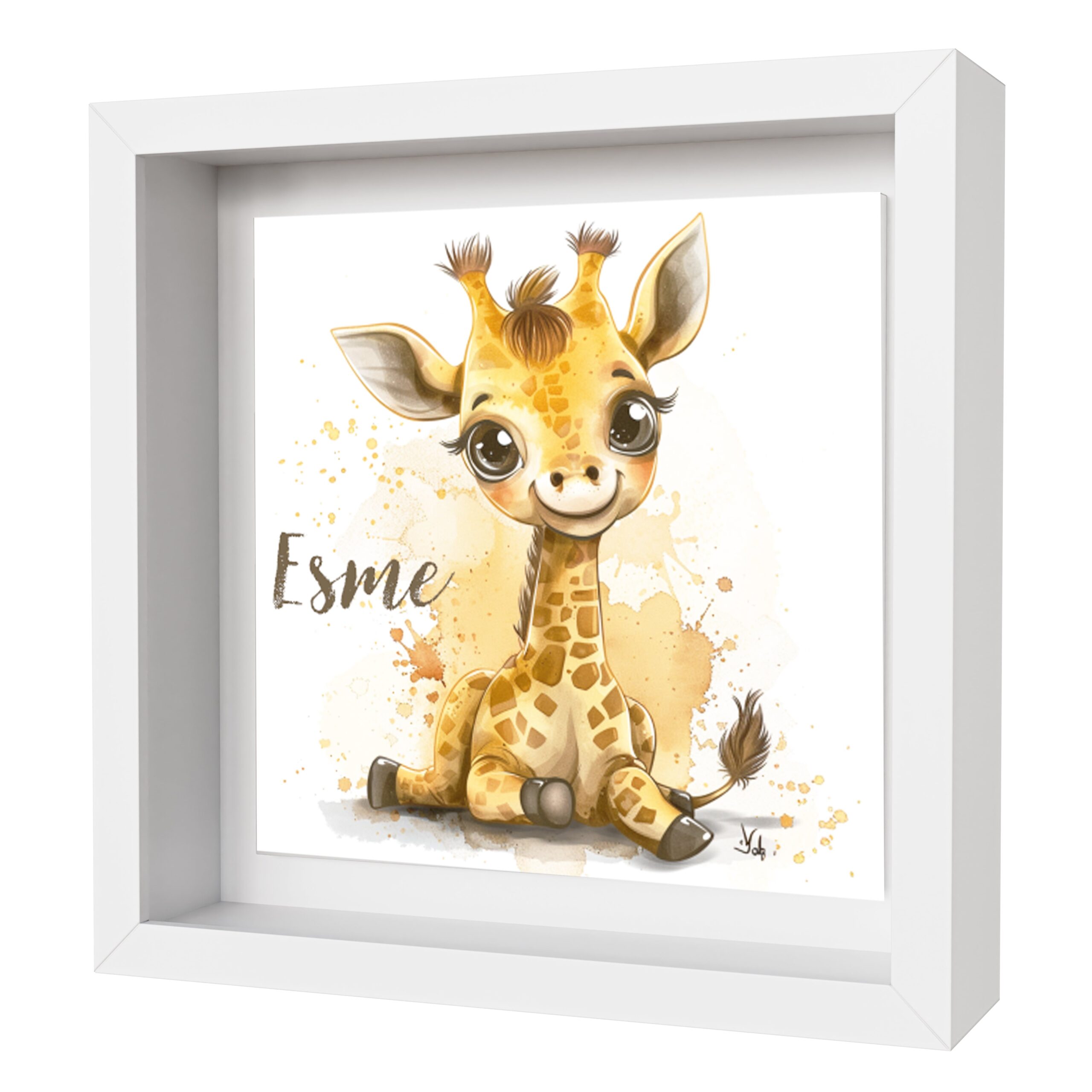 Personalised Baby Giraffe Artwork - Framed CERAMIC TILE Print - Image 2
