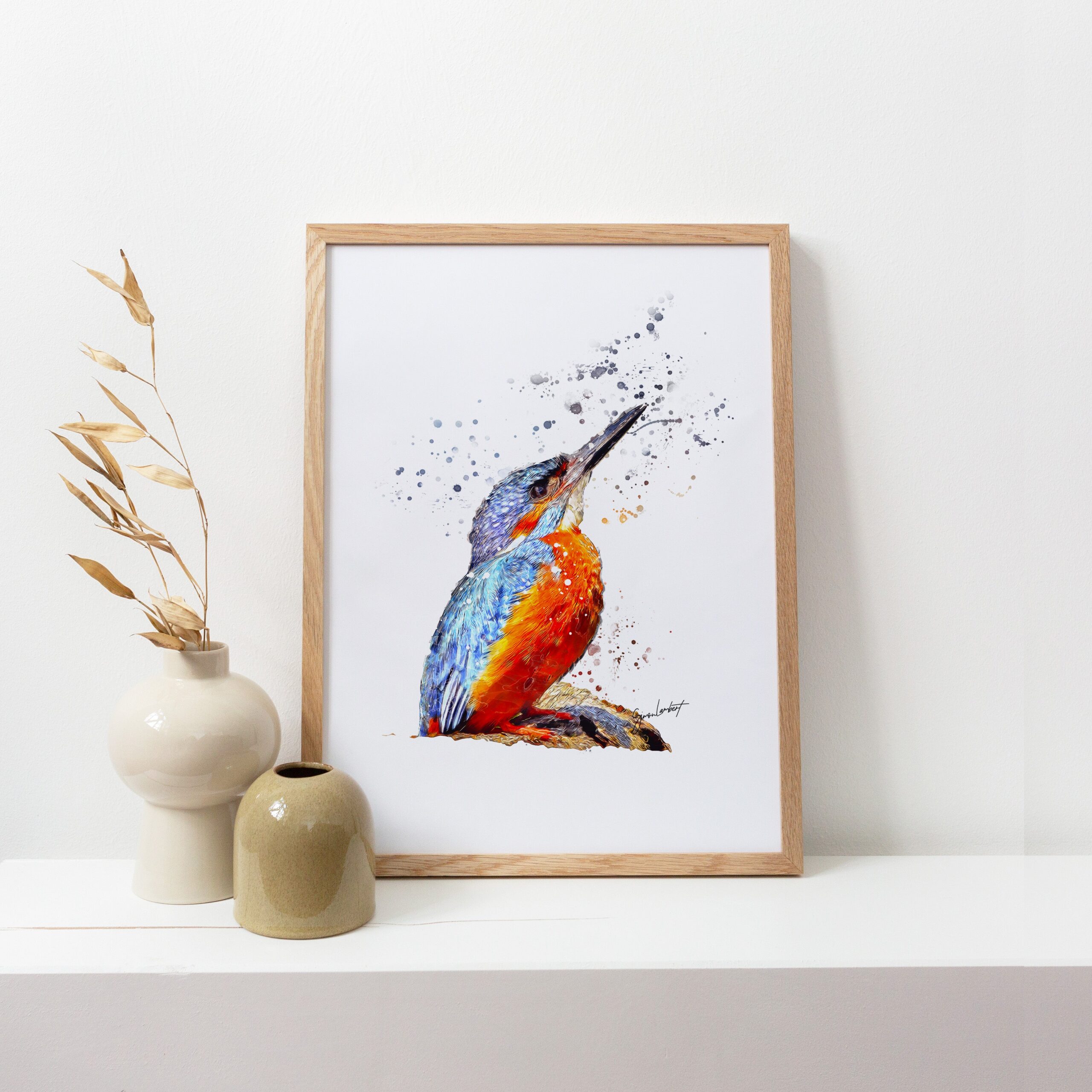 Kingfisher Portrait Splatter Style Artwork Fine Art Print (Unframed) - Image 3