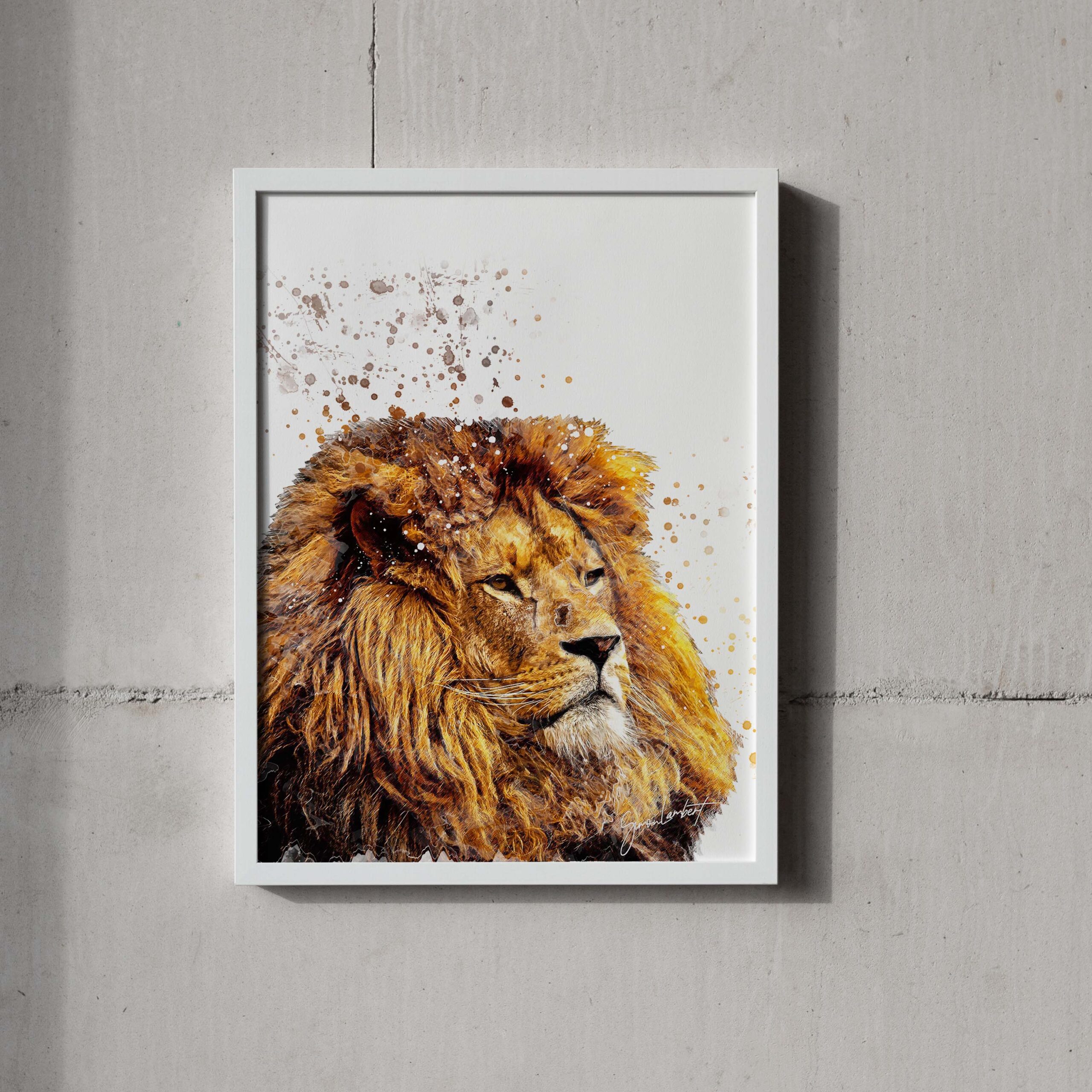 Lion Portrait Splatter Style Artwork Fine Art Print (Unframed) - Image 3