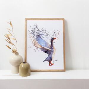 Goose Portrait Splatter Style Artwork Fine Art Print (Unframed)