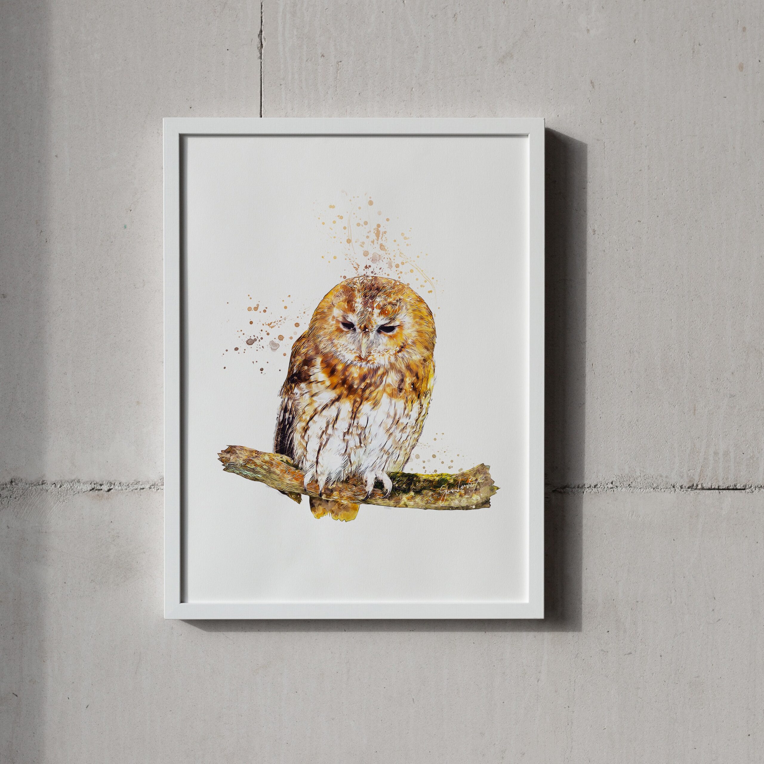 Owl Portrait Splatter Style Artwork Fine Art Print (Unframed) - Image 2
