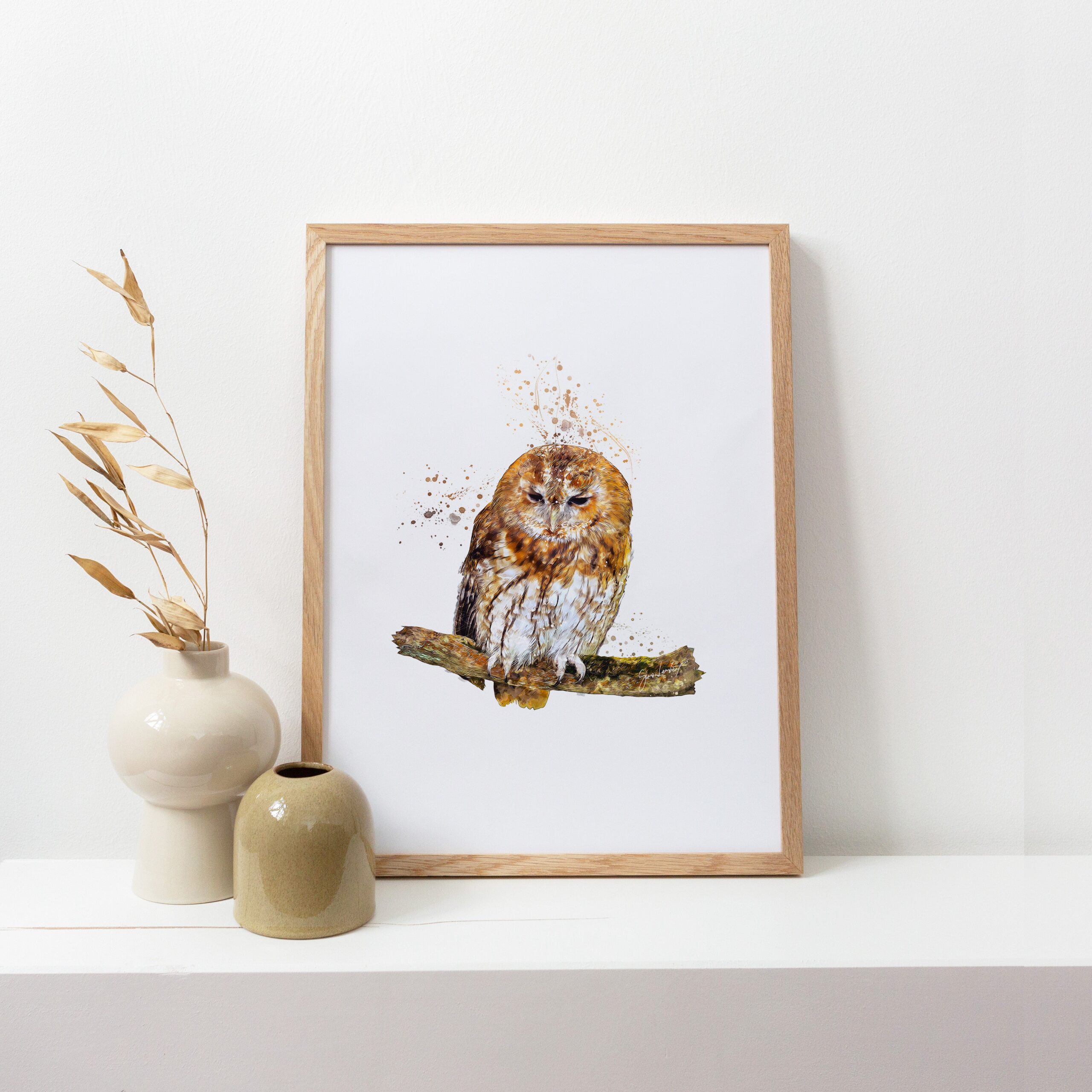 Owl Portrait Splatter Style Artwork Fine Art Print (Unframed) - Image 3