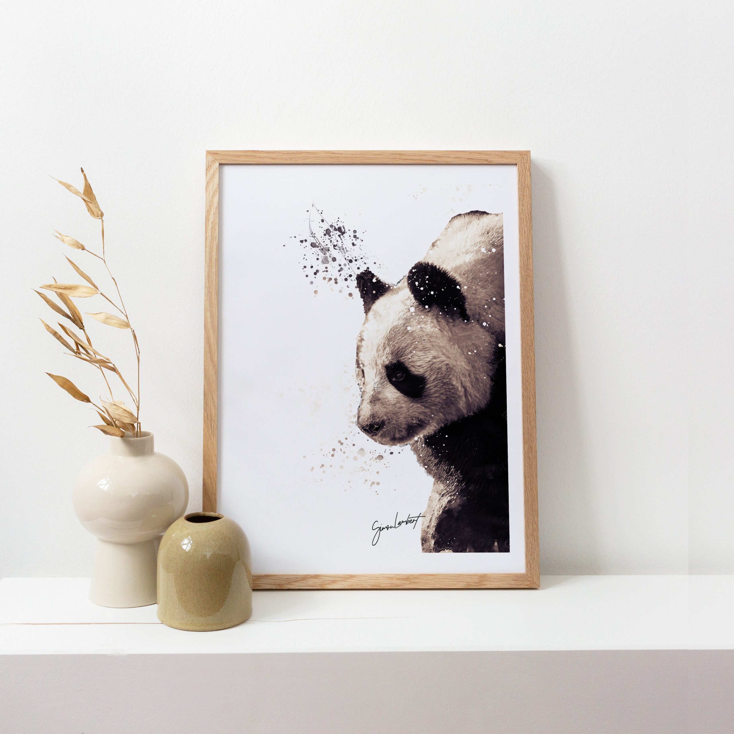 Panda Portrait Splatter Style Artwork Fine Art Print (Unframed) - Image 3