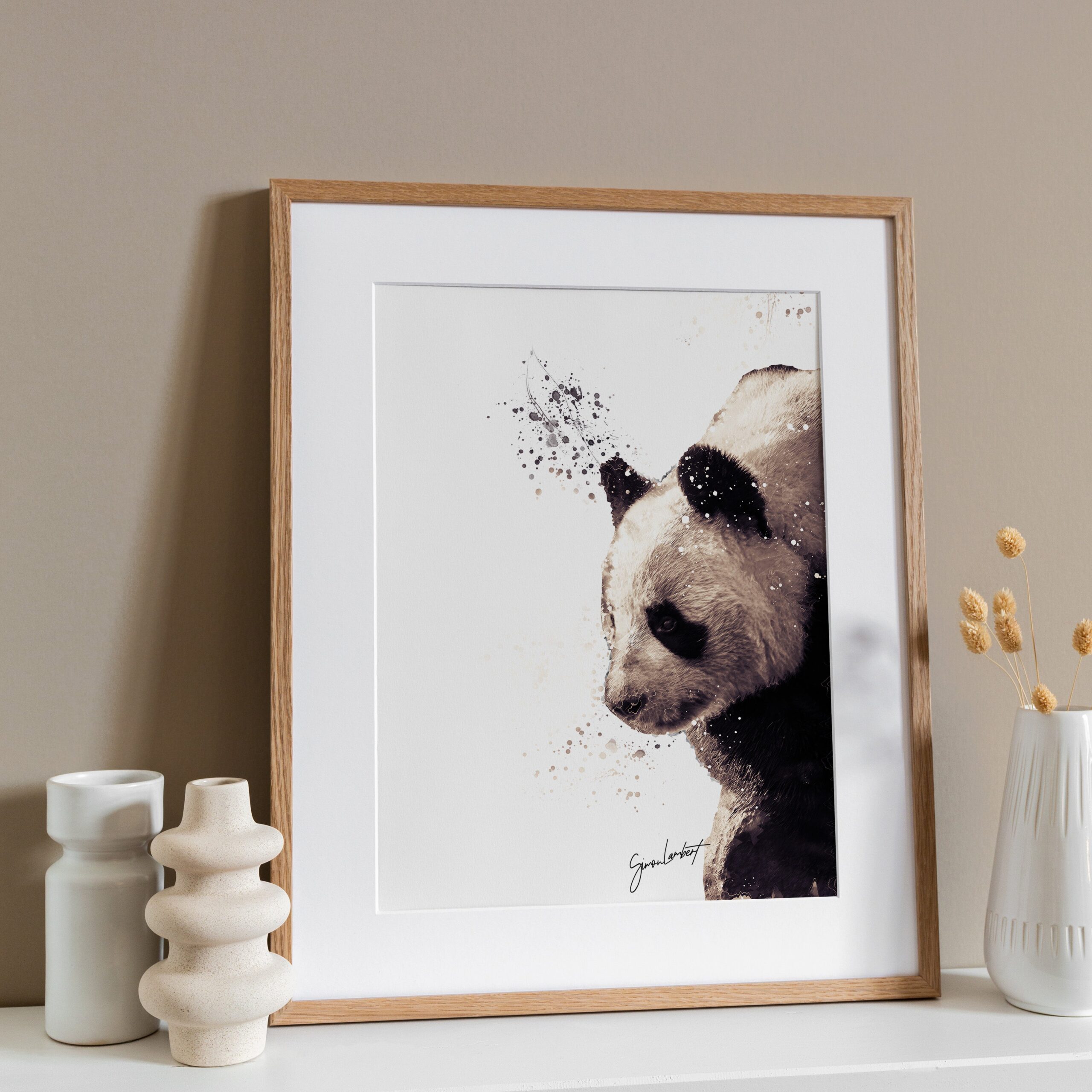 Panda Portrait Splatter Style Artwork Fine Art Print (Unframed) - Image 2