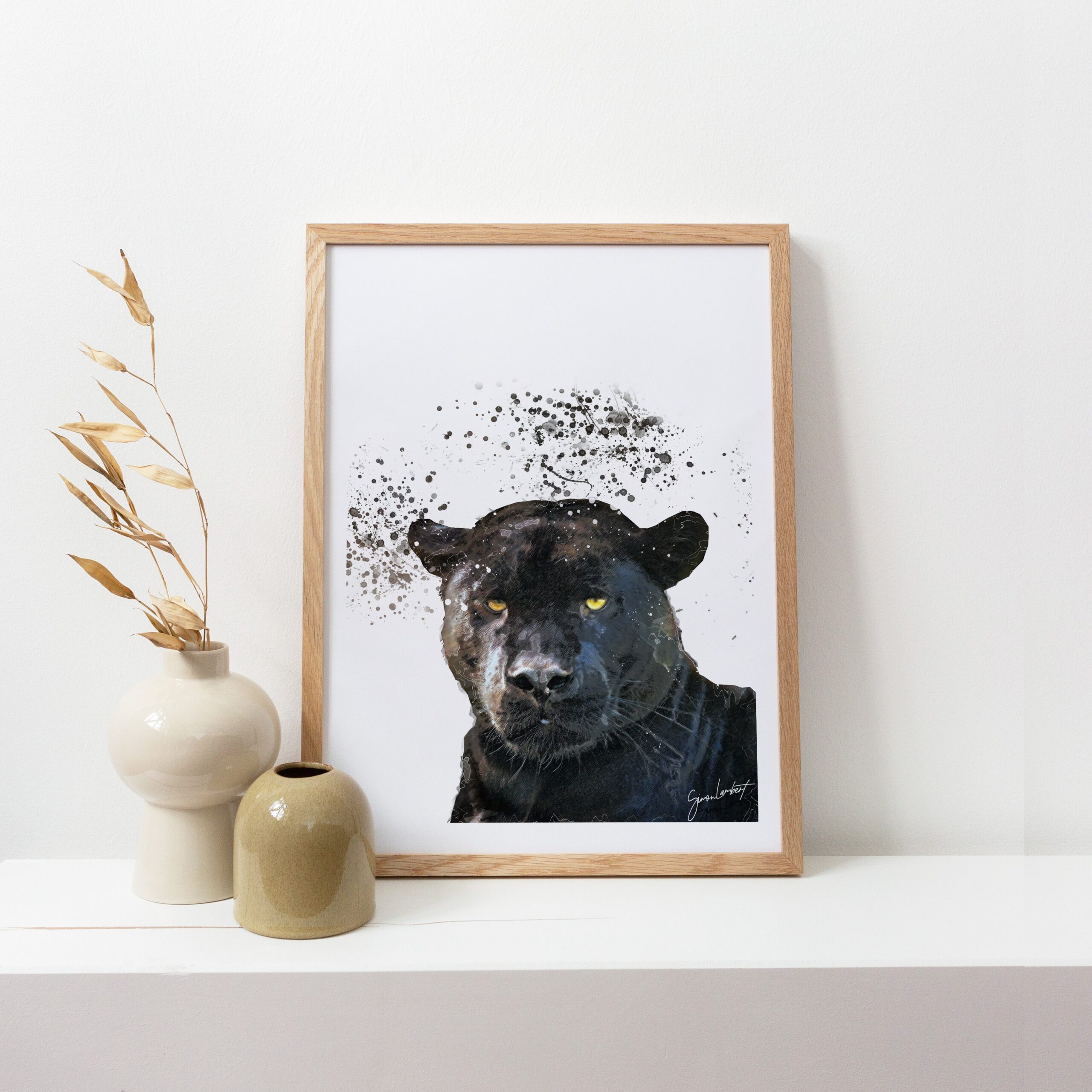 Panther Portrait Splatter Style Artwork Fine Art Print (Unframed) - Image 3