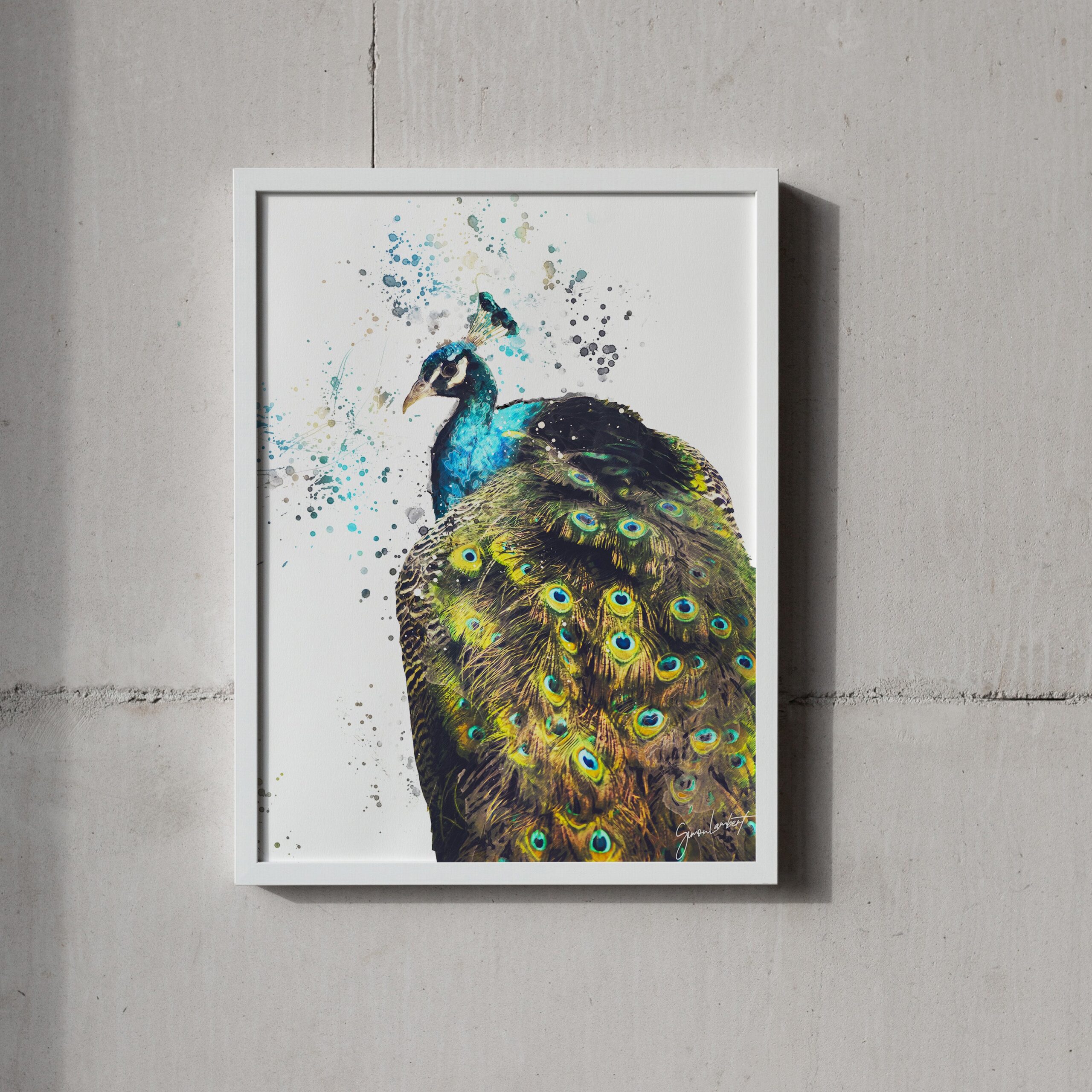 Peacock Portrait Splatter Style Artwork Fine Art Print (Unframed) - Image 3