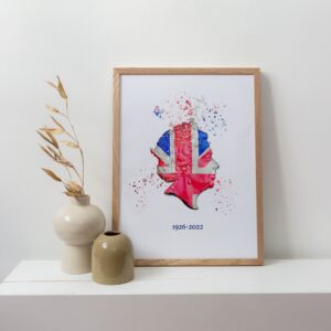 Queen Elizabeth II Commemorative Splatter Artwork Fine Art Print (Unframed)