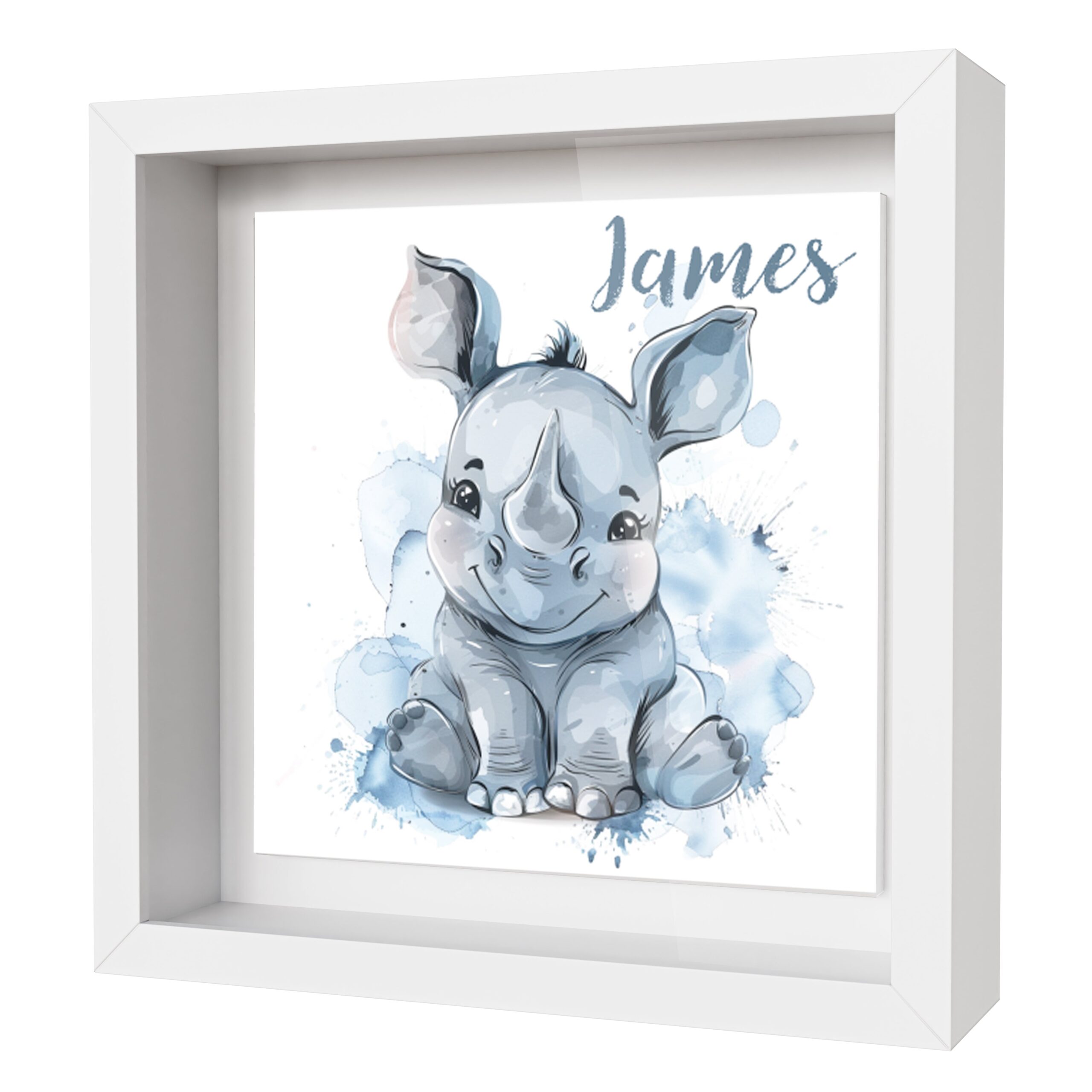 Personalised Baby Rhino Artwork - Framed CERAMIC TILE Print - Image 3