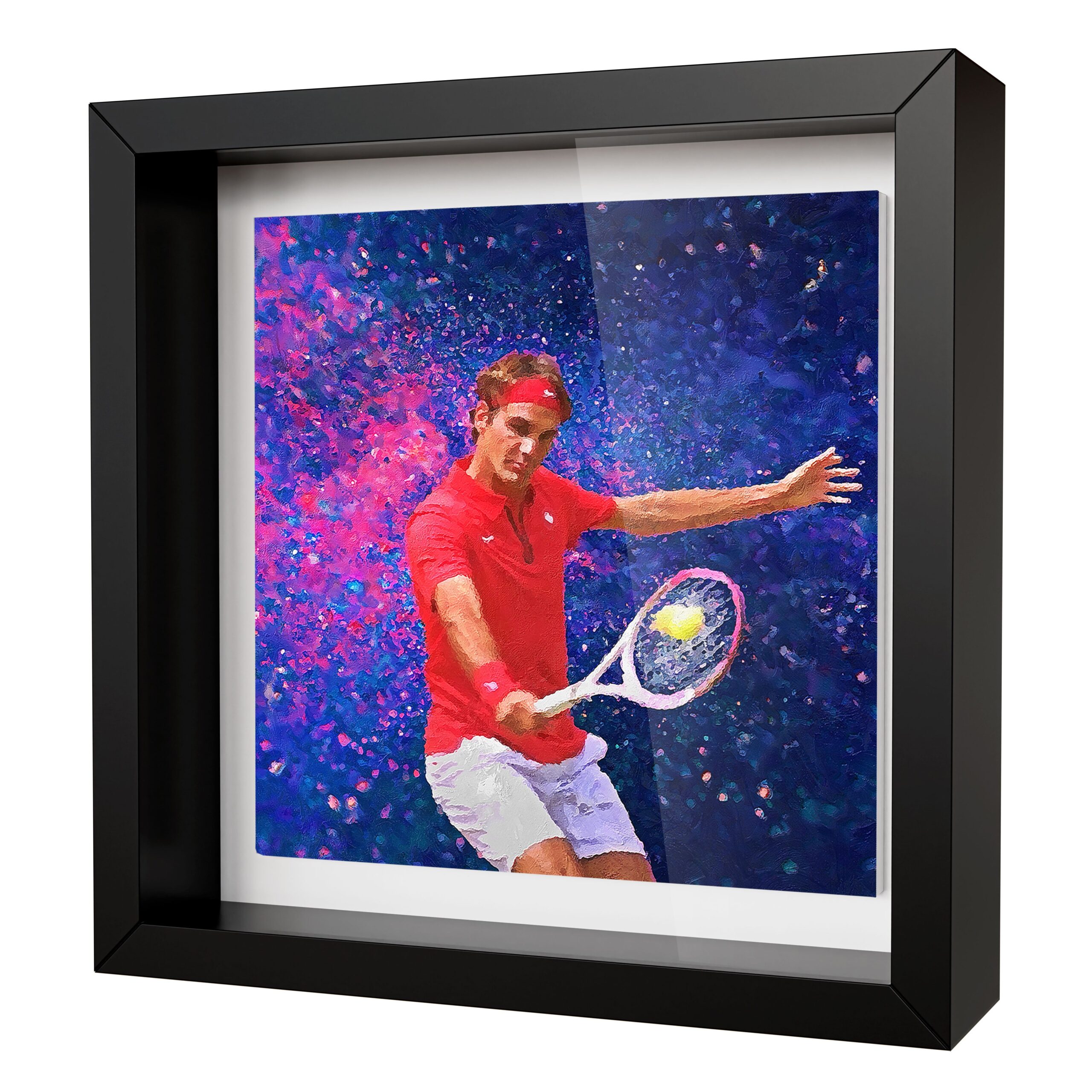 Roger Federer Tennis Portrait Oil Style Artwork - Framed CERAMIC TILE Art - Image 2