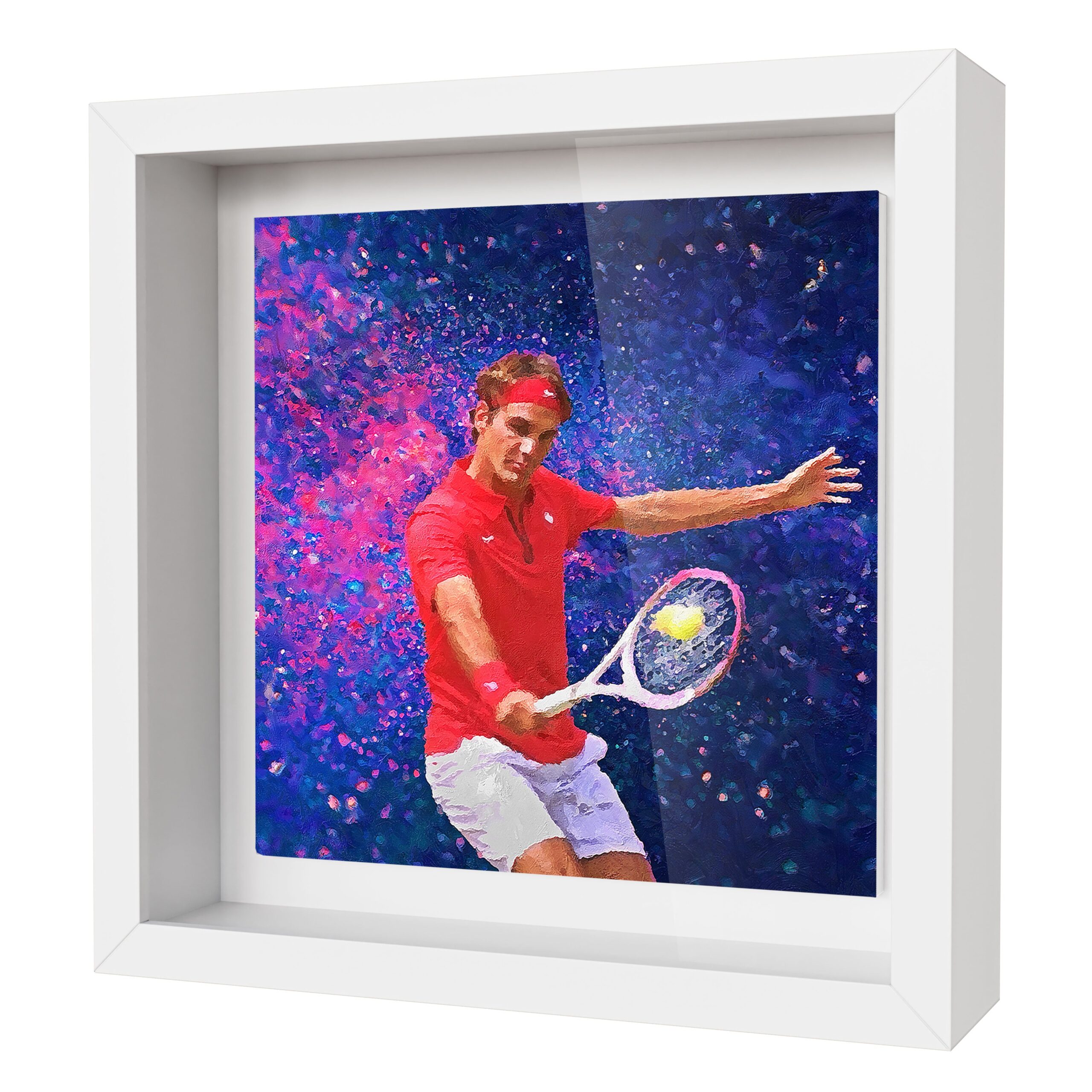 Roger Federer Tennis Portrait Oil Style Artwork - Framed CERAMIC TILE Art - Image 3