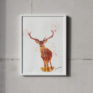 Stag Portrait Splatter Style Artwork Fine Art Print (Unframed)