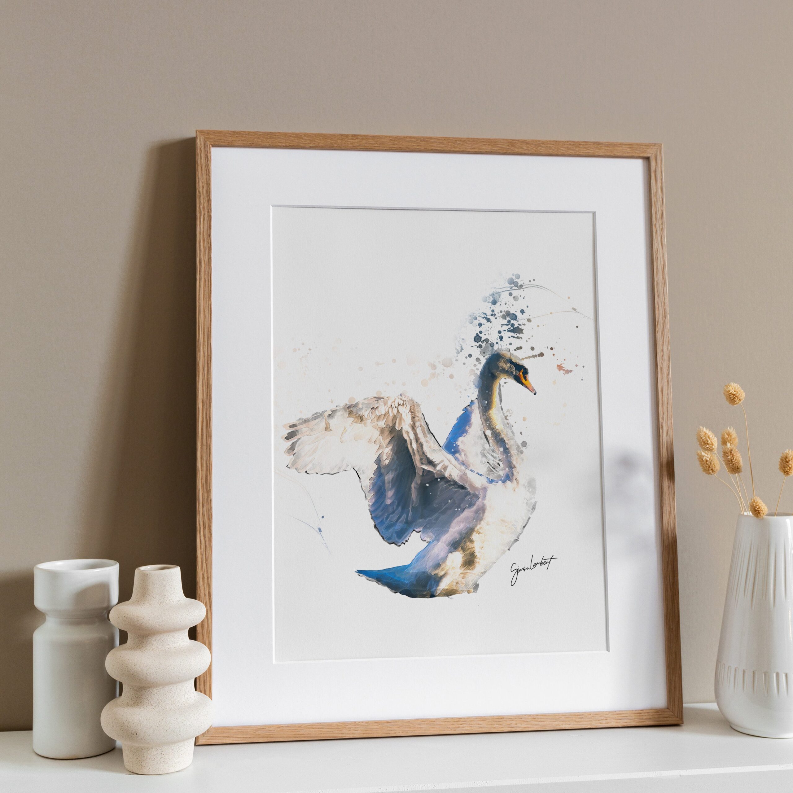 Swan Portrait Splatter Style Artwork Fine Art Print (Unframed) - Image 2
