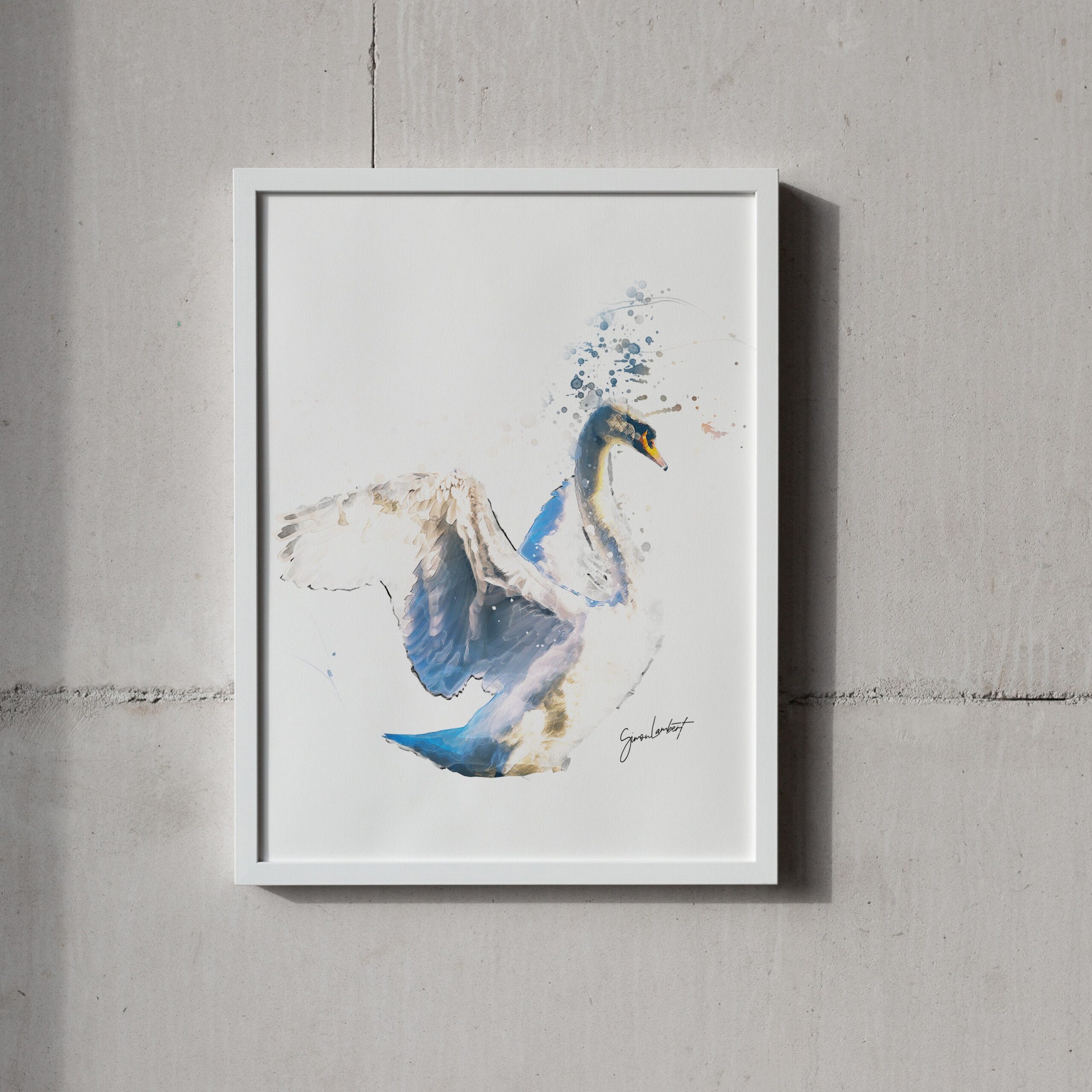 Swan Portrait Splatter Style Artwork Fine Art Print (Unframed) - Image 3
