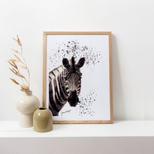 Zebra Portrait Splatter Style Artwork Fine Art Print (Unframed)
