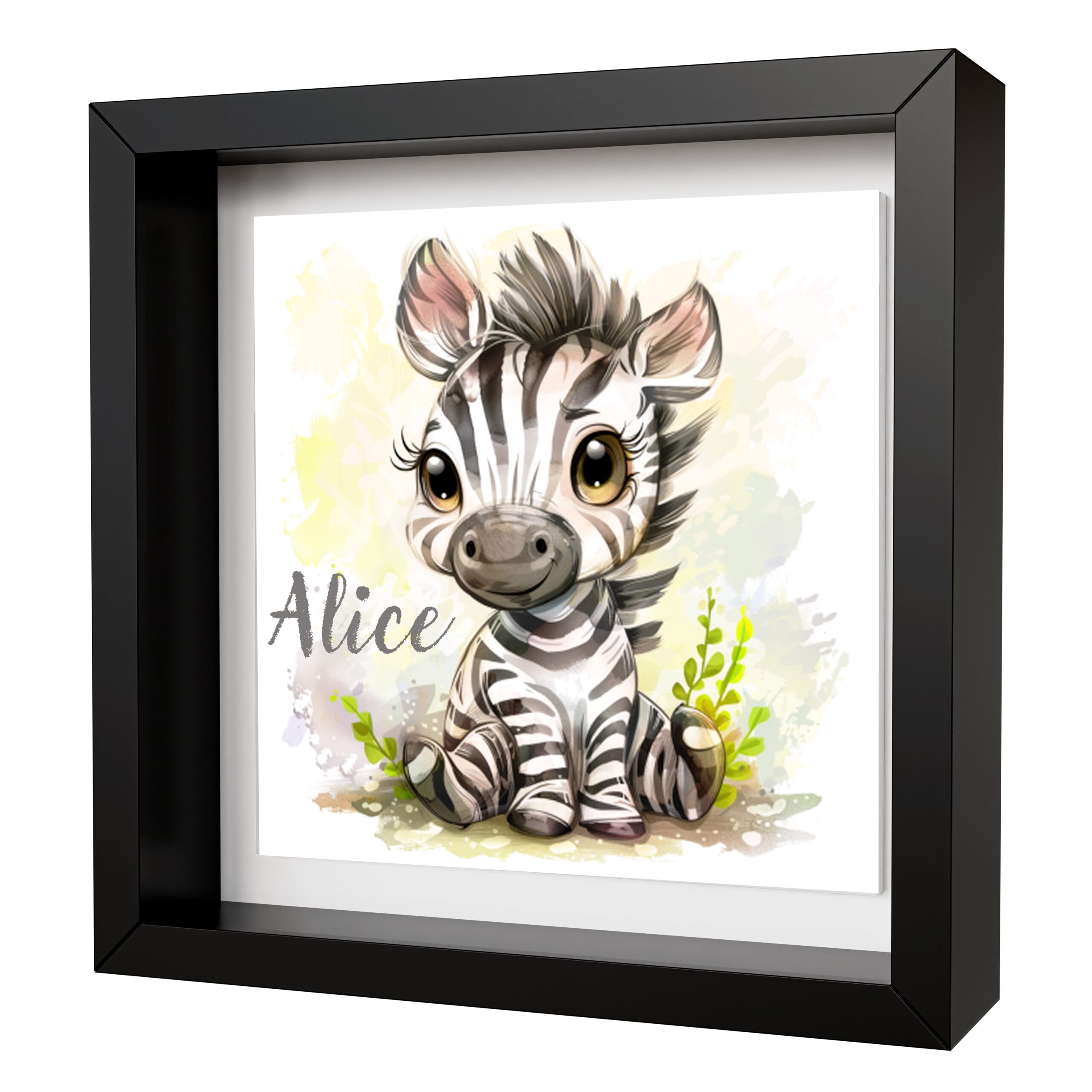 Personalised Baby Zebra Artwork - Framed CERAMIC TILE Print - Image 2