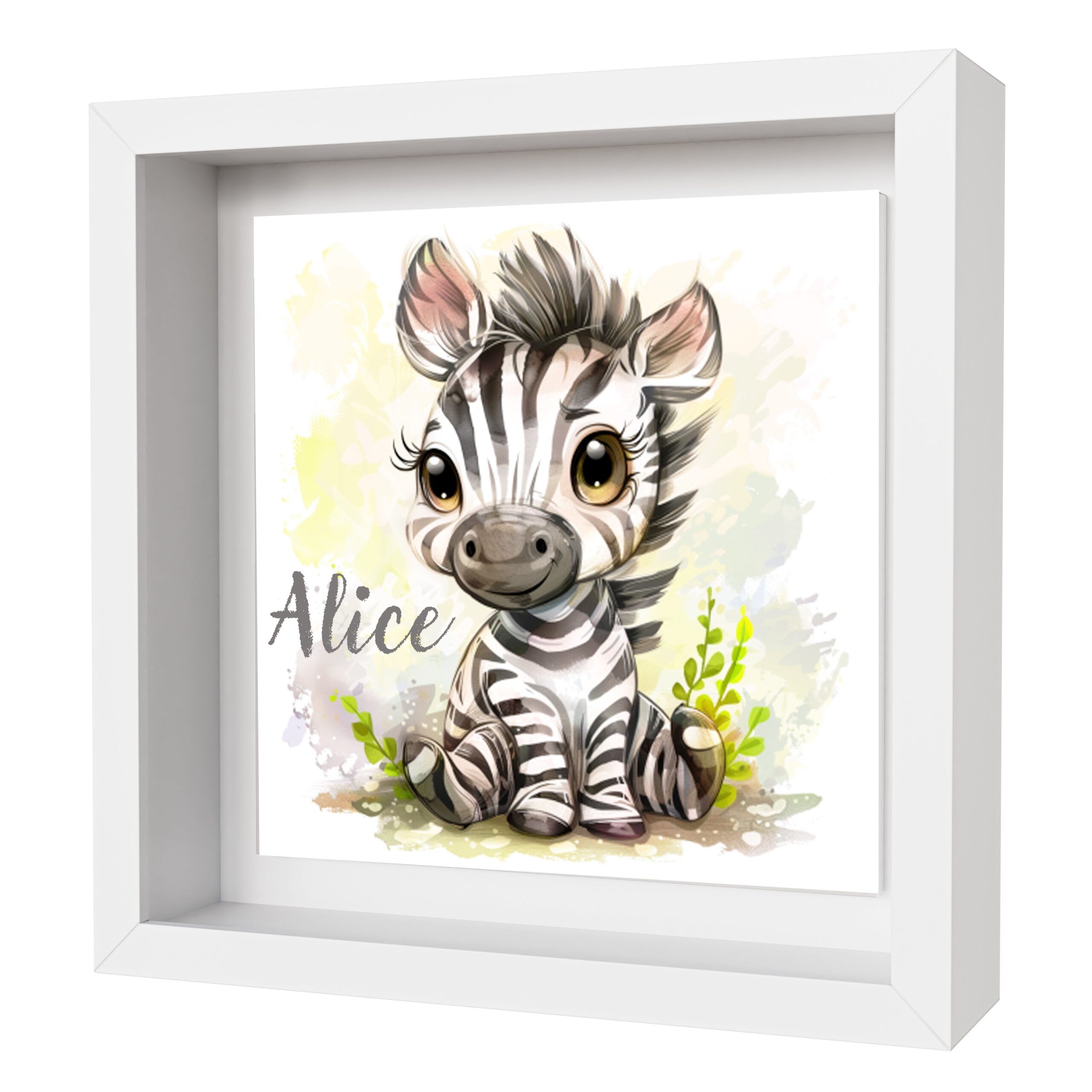 Personalised Baby Zebra Artwork - Framed CERAMIC TILE Print - Image 3